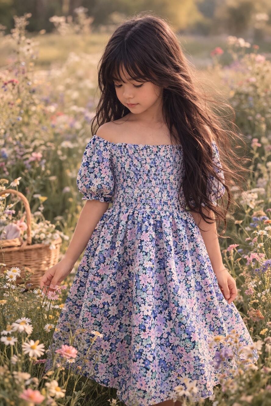 Forevermore Blooming Floral Flowy Smocked Puff Slv dress 6